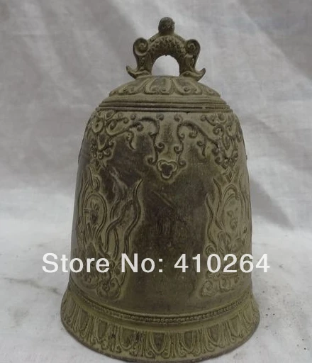 

$Nice Discount$ China Bronze Buddhism Auspicious Old 4 Belle Dragon Head Statue Temple Bell