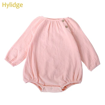 

Hylidge Spring Aummer Baby Girl Boy Bodysuits Infants Cotton One-pieces Long-sleeved Romper Children Kids Clothing Pink Grey