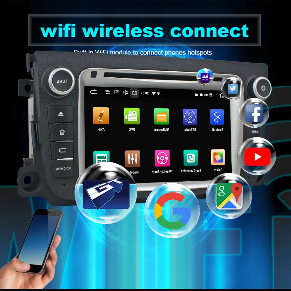 Double Din Car DVD Player for Mercedes-Benz Smart 2011 2012 Android Auto Radio GPS Navigation Bluetooth TV Car Multimedia Player