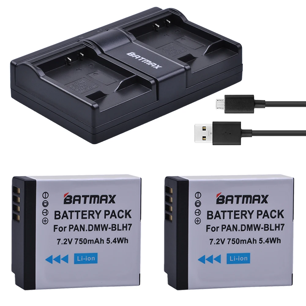 

Batmax 2x DMW-BLH7 DMW-BLH7PP DMW-BLH7E Battery+USB Dual Charger for Panasonic Lumix DMC-GM1 GM1 DMC-GM5 GM5 DMC-GF7 GF7 DMC-GF8