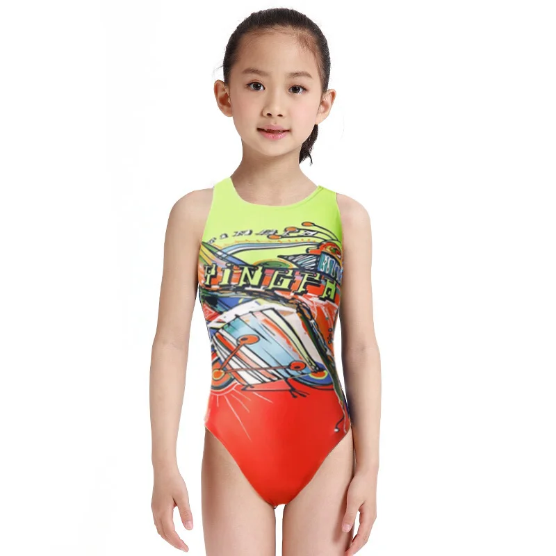 Yingfa, слитный женский купальник, детский купальный костюм для гонок, костюм для соревнований, купальные костюмы для девочек, профессиональный детский купальник