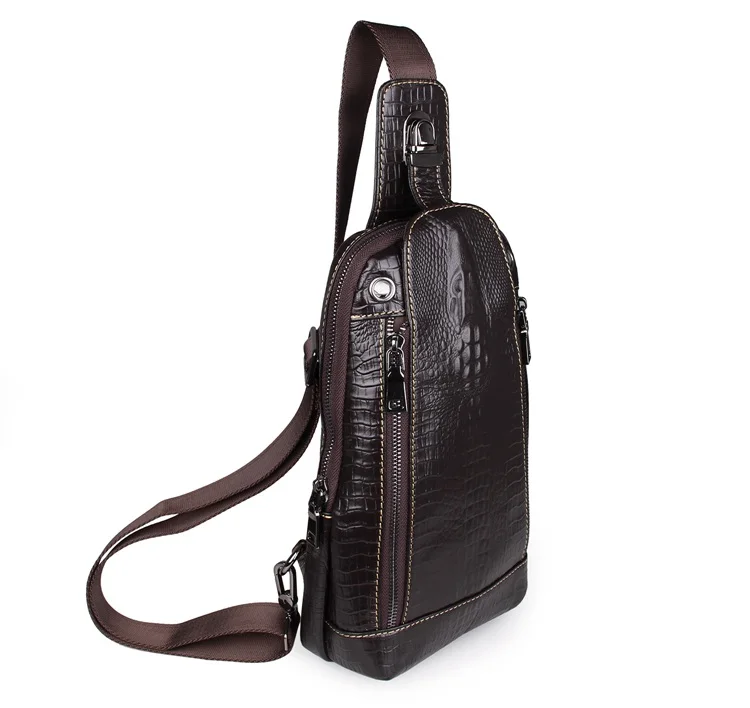 

7300Q Free Shipping 100% Genuine Leather Alligator Pattern Vintage Funny Pack For Men Chest Bag