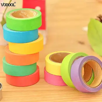 

VODOOL 10x Rainbow Washi Sticky Tape Paper Masking Adhesive Sticker Decorative Tape Scrapbooking Write-on Tape Stationery