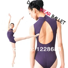 Новинка Высокое качество спандекс лайкра высокой Средства ухода за кожей шеи открытой спиной пикантные фиолетовые взрослых танец Балетные костюмы купальники для женщин