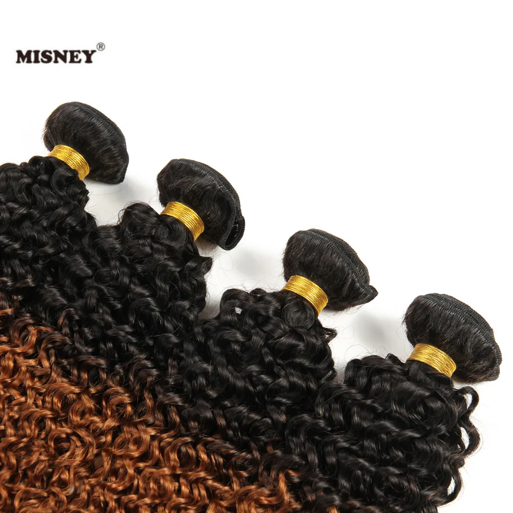 Misney Non Remy Jerry Curl два тона Омбре T1B/30 человеческие волосы 4 пучка натуральные волосы производства Бразилии плетение человеческих волос наращивание