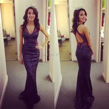 Sexy Dünne Pailletten Prom Dresses Lange Mermaid Abendkleider Zurück kreuz Durchsichtig Vestidos De Gala 2016 Neue Ankunft Party kleid