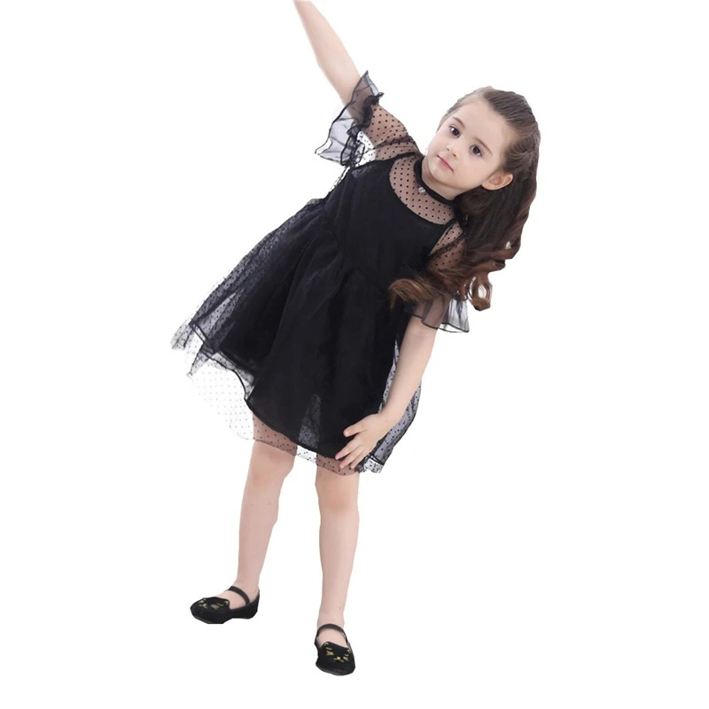 2019 Princess Elegant Dress For Girl Wedding Children Infant Kid Girls Solid Dot Net Yarn Casual Princess Dress Clothes V3$ (24)