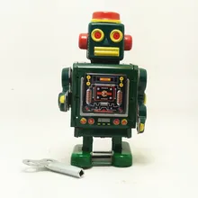 Стиль Оловянные Игрушки Роботы Ветер вверх старинные игрушки для Домашний декор для детей Металл craftMS519 робот верхний ряд жестяной робот игрушка робот