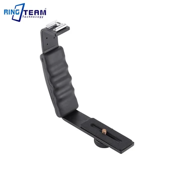 

Photography Video Flash Camera Grip L Bracket Holder With 2 Standard Side Hot Shoe Mount DSLR Holder BLACK