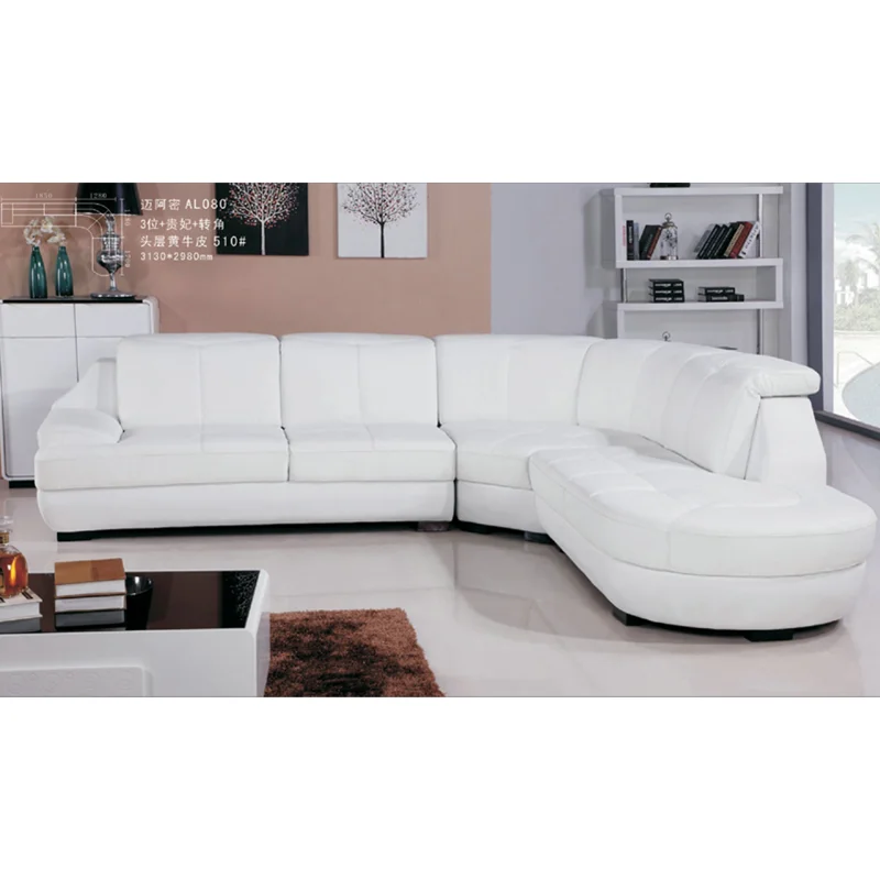

Minimalist white living room furniture sectional modern synthetic sofa set