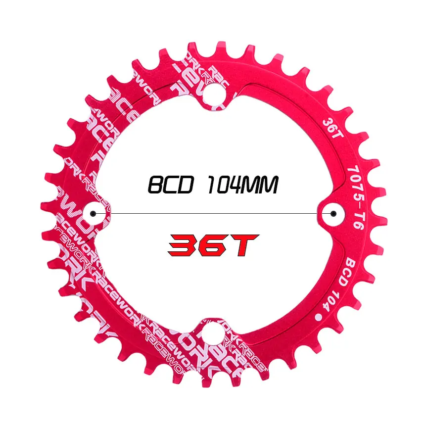 Einzigen geschwindigkeit система Breite kettenblatt 104 BCD RUNDE 32t 34t 36t 38t MTB 11 s 10 s 9 s 1*11 Kurbel Kettenblatt кольцо - Цвет: red 36T round