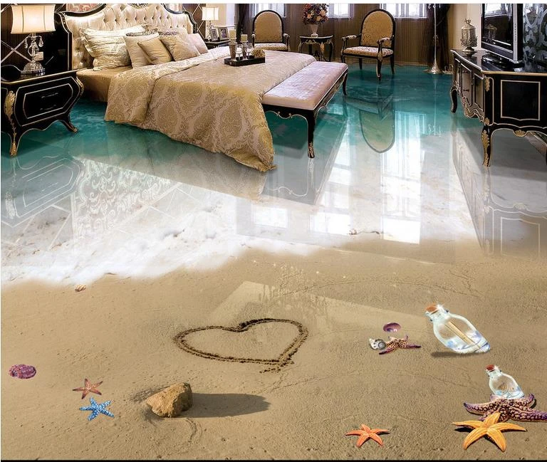ورق جدران من الفينيل ثلاثي الأبعاد أرضيات منظر بحر شاطئ ورق حائط مجسم جدارية أوروبية 3d flooring wallpaper 3d floormural floor aliexpress