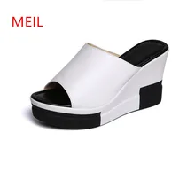 Gladiator leather Sandals Women Platform Wedges Shoes For Women Sandals 2018 Summer New Fashion Ladies Peep Toe Wedges Slippers original intention new fashion women sandals platform peep toe wedges sandals stylish nude shoes woman plus us size 4 15