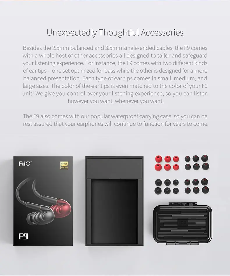 FiiO F9 сменный провод тройной Драйвер Гибридный Динамический HIFI наушники-вкладыши 2,5 мм 3,5 мм разъем с микрофоном съемный два кабеля