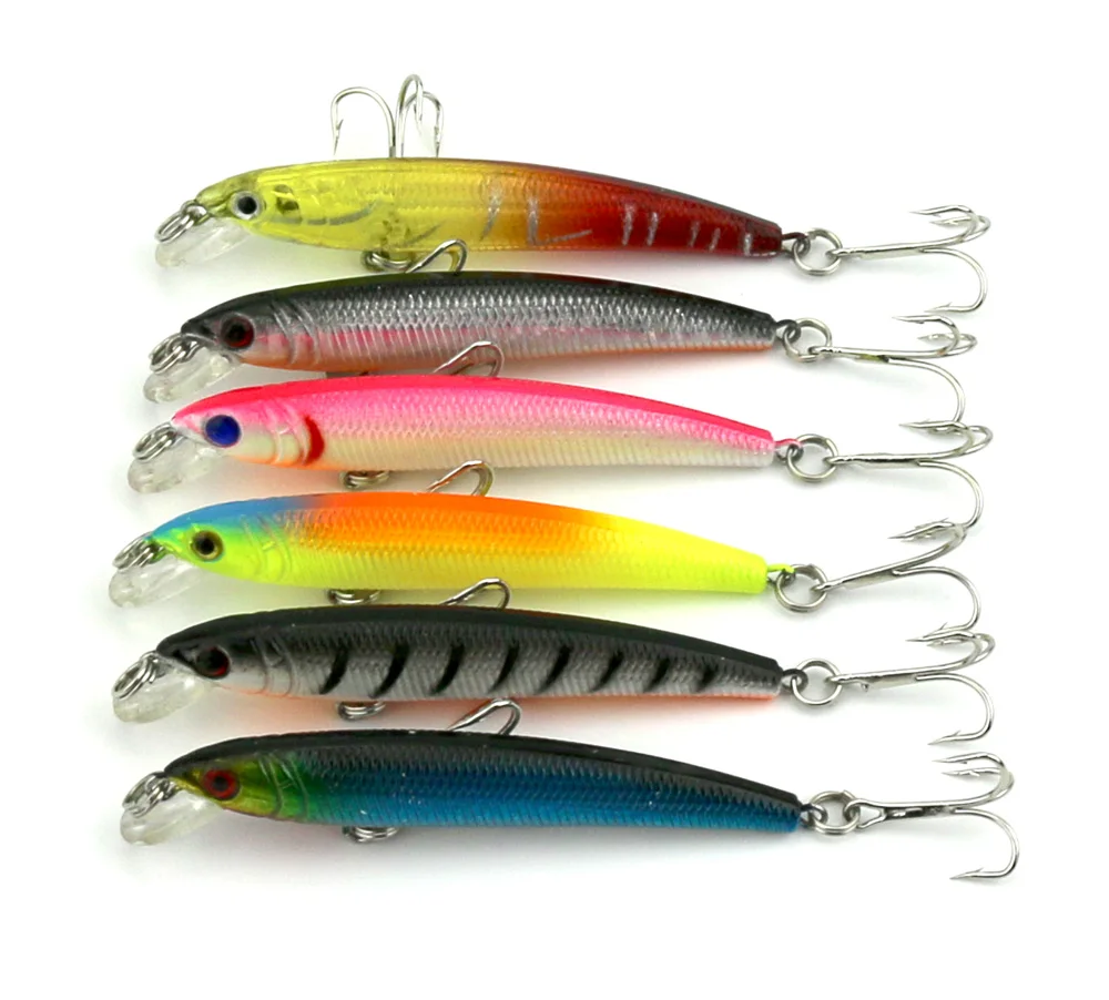 

60pcs HENGJIA 4.6G 7.5cm Minnow Fishing Lures 12 Colors Plastic Hard Bait Fishing Tackle Fishing Wobbler