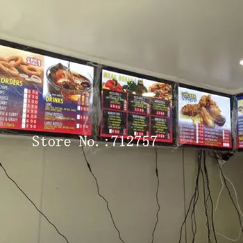 

10PCS Magnet Open Aluminum Frame Slim Restaurant LED Edge-lit Menu Signs A2 Advertising Menu Poster Display Light Box