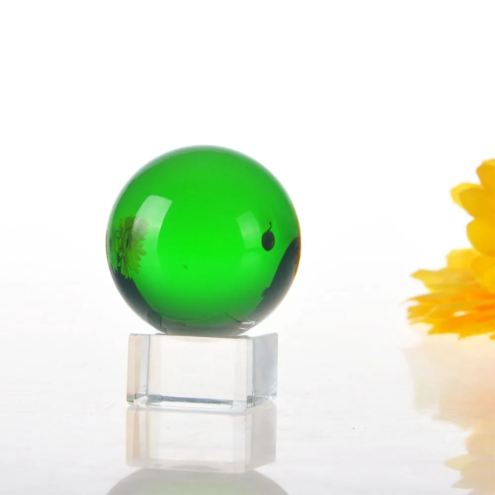 Stand 40mm Asian Glass Yellow Magic Crystal Ball Sphere