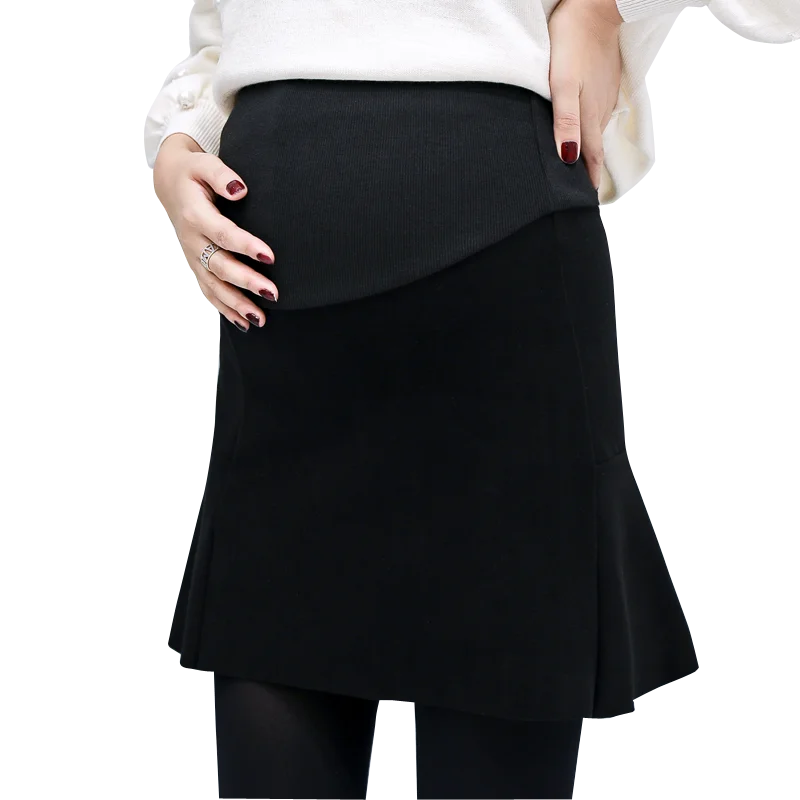 Новые зимние матернические юбки с высокой талией, регулируемая юбка, осенняя плиссированная юбка для беременных женщин, толстая модная одежда для беременных