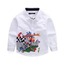 Детские рубашки, рубашки с длинными рукавами и принтом с животными из мультфильмов для мальчиков, демисезонная хлопковая одежда для больших детей, рубашка для мальчиков 3, 4, 5, 6, 7, 8 лет