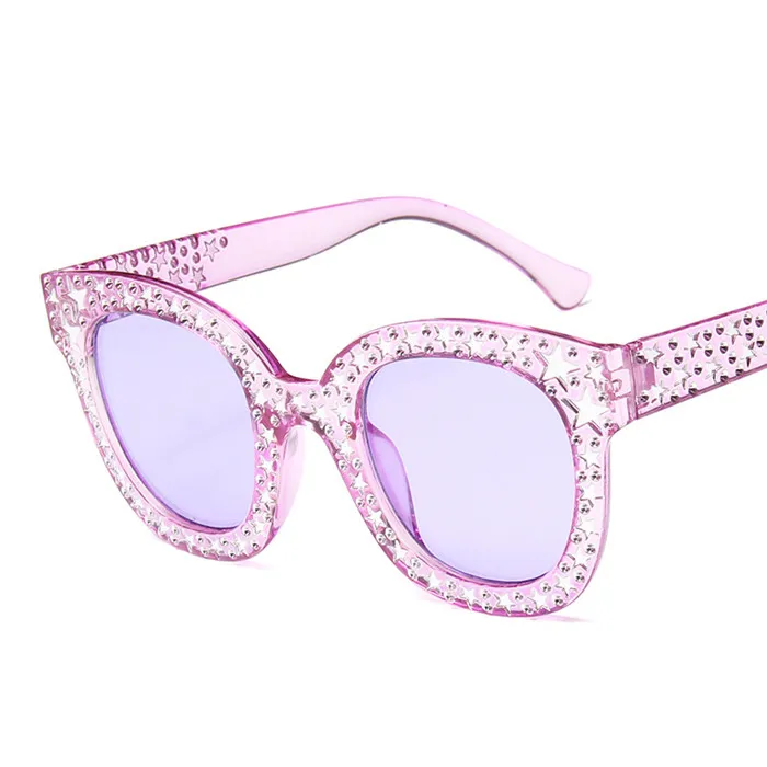 Роскошные квадратные солнцезащитные очки для женщин, фирменный дизайн, Ретро стиль, кристальная звезда, солнцезащитные очки для женщин, женские зеркальные солнцезащитные очки, zonnebril dames - Lenses Color: Purple