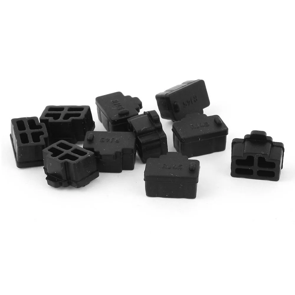 10Pcs Black Ethernet Hub Port RJ45 Anti Dust Cover Cap Networke Interface Protector Cover Cap Anti Dust Plug