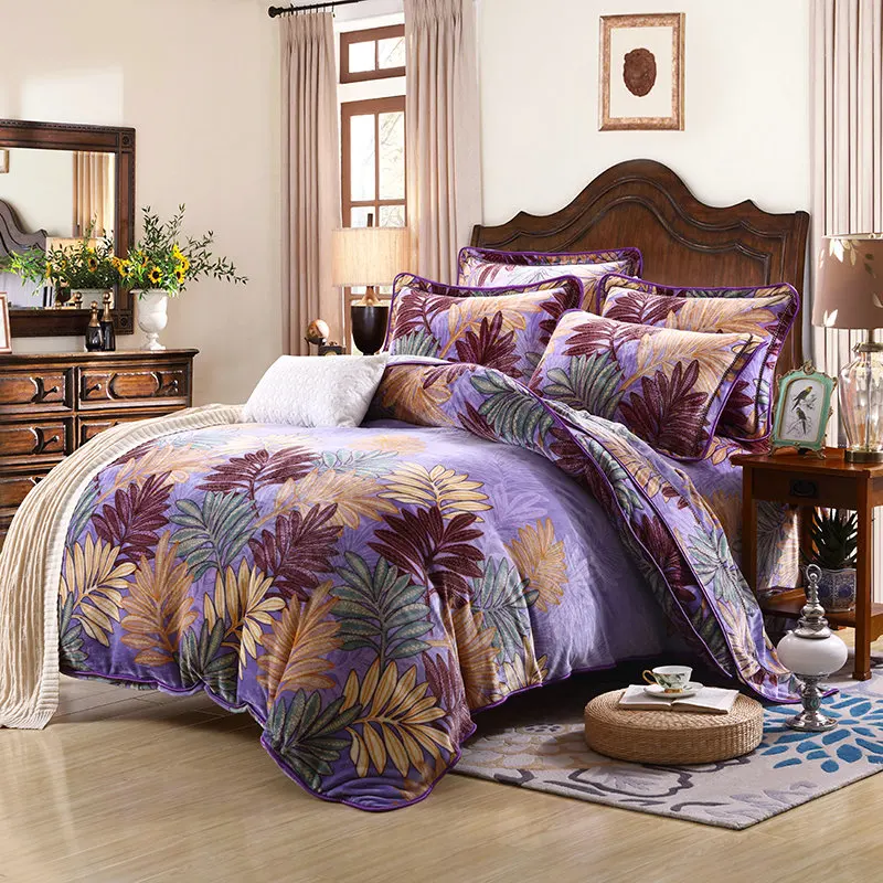 الفاخرة مجموعة مفروشات لل نوم شتاء دافئ بطانية flanel و غطاء لحاف لينة ومريحة تتمتع حياة دافئة