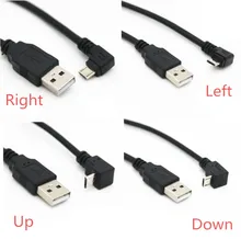 Acima & para baixo & esquerda & direita angular 90 graus usb micro usb macho ao cabo masculino 25 cm-500 cm do conector da carga de dados de usb para a tabuleta