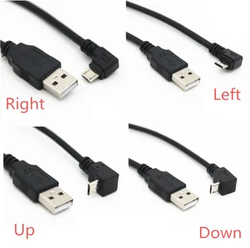 Up & Down & Left & Right Angled 90 Degree USB Micro USB Male to USB male Data Charge connector Cable 25cm-500cm for Tablet