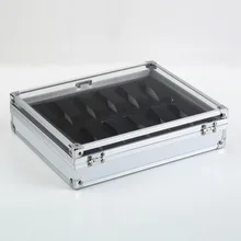 Professionnel 12 Grille Slots Bijoux Montres Affichage De Stockage de Boîte Carrée Cas En Aluminium En Daim À L’intérieur de Conteneurs Nouvelle Vente Chaude
