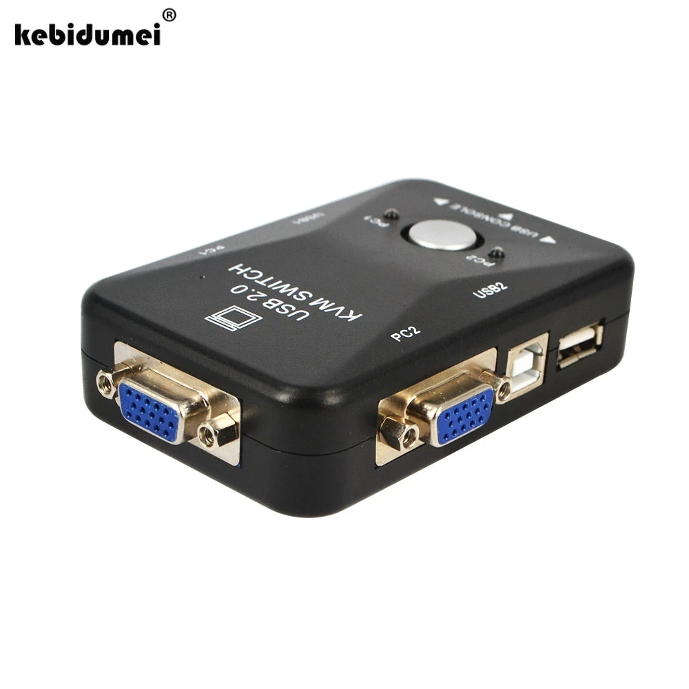 kebidumei New USB KVM Switch Switcher 2 Port VGA SVGA
