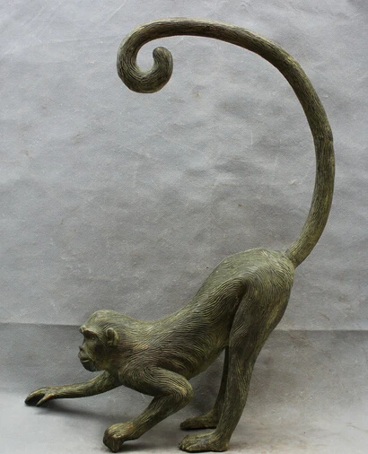 

JP S0606 23" Lucky Chinese Bronze Carved Year Zodiac Wealth Reptiles Nimble Monkey Statue B0403