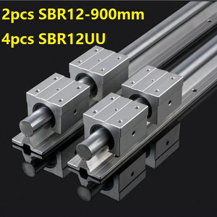 

2pcs SBR12 -L 900mm support rail linear rail guide + 4pcs SBR12UU linear bearing blocks CNC router parts