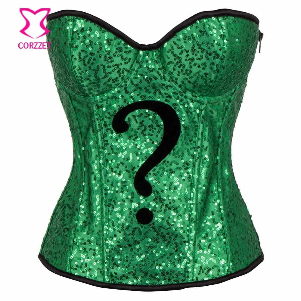 Burlesque Green Sequins Underwire Bustier Corset Sexy Korsett For Women