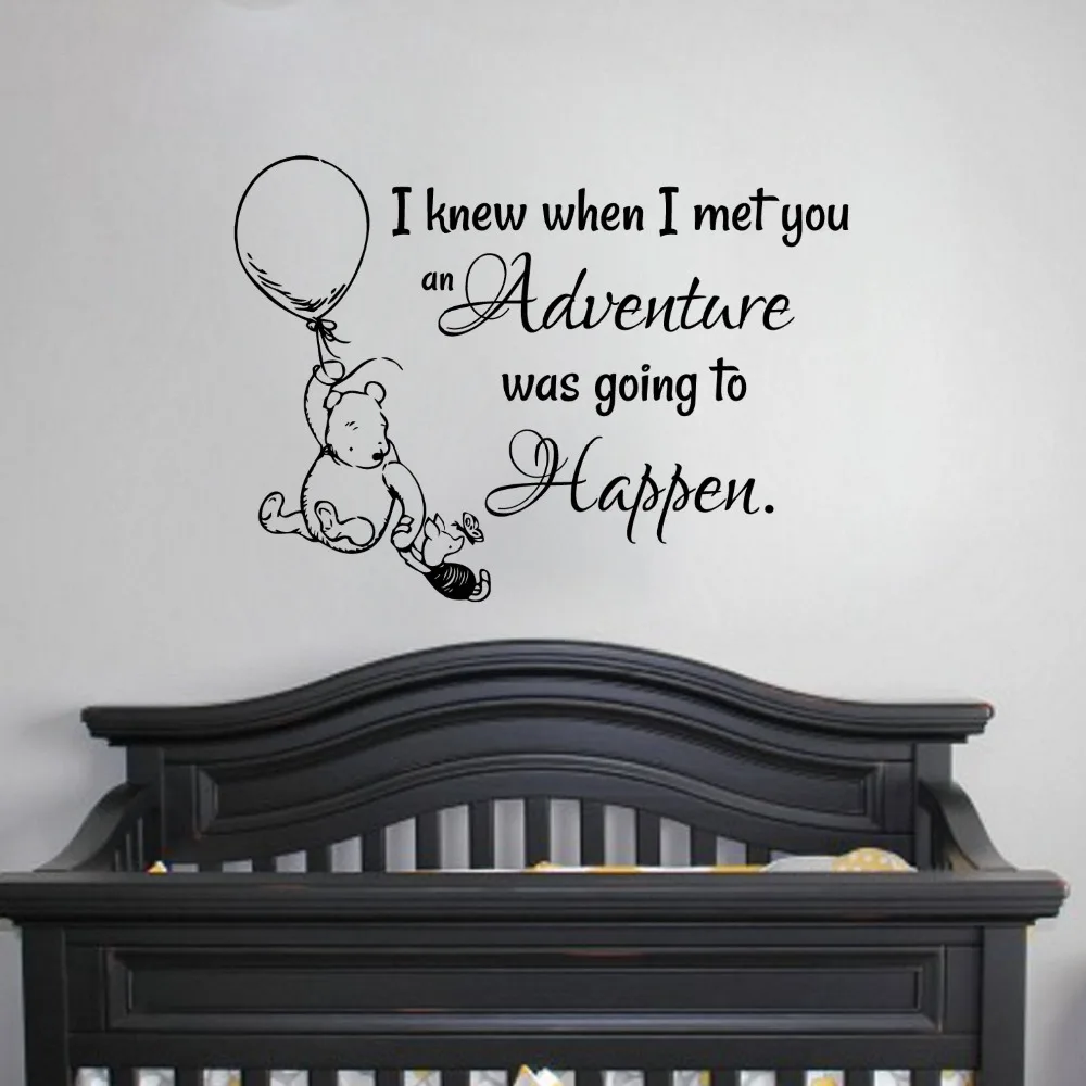 

Kids Room Wall Sticker Vinyl Winnie the Pooh Quote Decal Hot Air Balloon Baby Bedroom Decor Nursery Home Decoration Poster W033