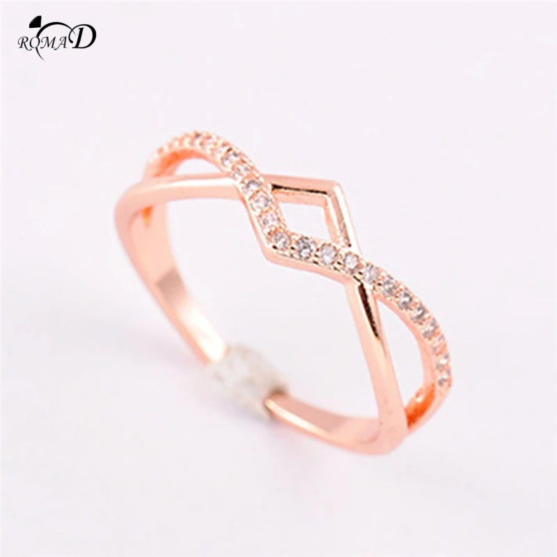 

Beautiful love Rings V Word Cross Cubic Zirconia Infinity Rings Wedding/Engagement Ring Jewelry For Women Gift 2 Colors A40