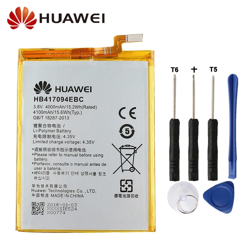 

Original Replacement Battery HB417094EBC For Huawei Ascend Mate 7 MT7 UL00 CL00 TL00 TL10 Authentic Phone Battery 4100mAh