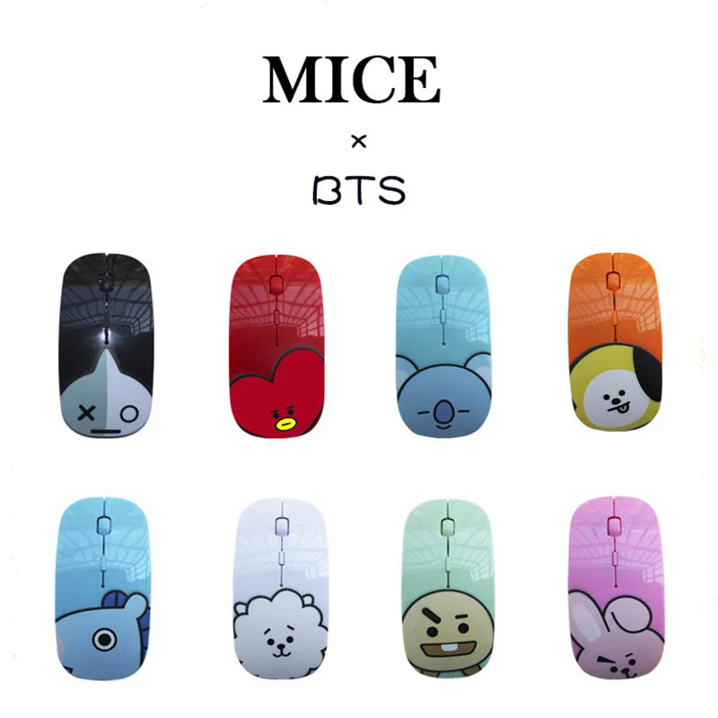 

Kpop Bangtan Boys BTS Wireless Mouse CHIMMY COOKY TATA Computer Mouse Silent USB Optical Mice For Laptop PC Office Supplies