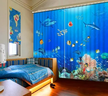 

3D Photo dolphins Curtains Blackout 3D Curtain Home Decor Sheer Curtains For Window Curtain Home Decor