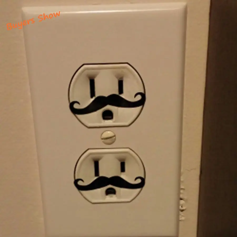 12 Pcs Lucu Ringan Sakelar Stiker Kumis Lucu Stopkontak Vinil Stiker