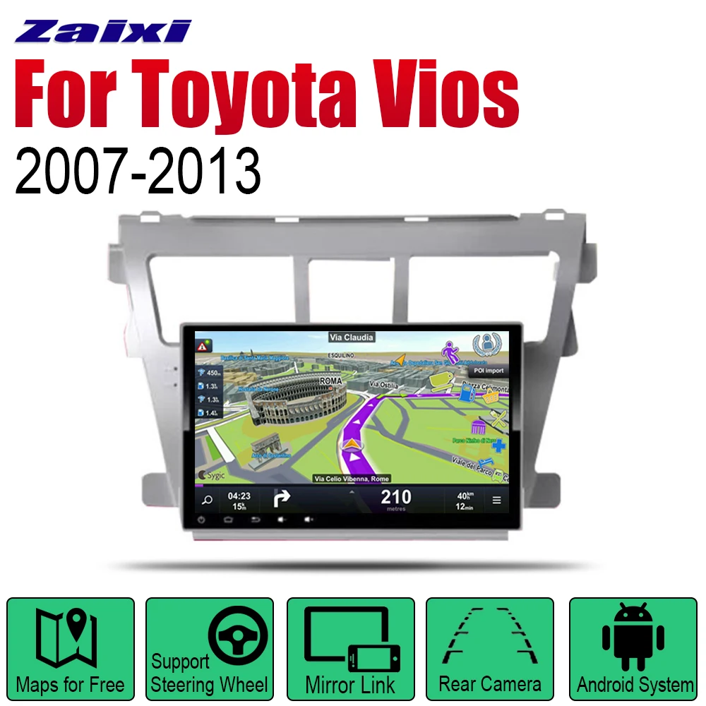 

ZaiXi Auto Radio 2 Din Android Car Player For Toyota Vios 2007~2013 GPS Navigation BT Wifi Map Multimedia system Stereo
