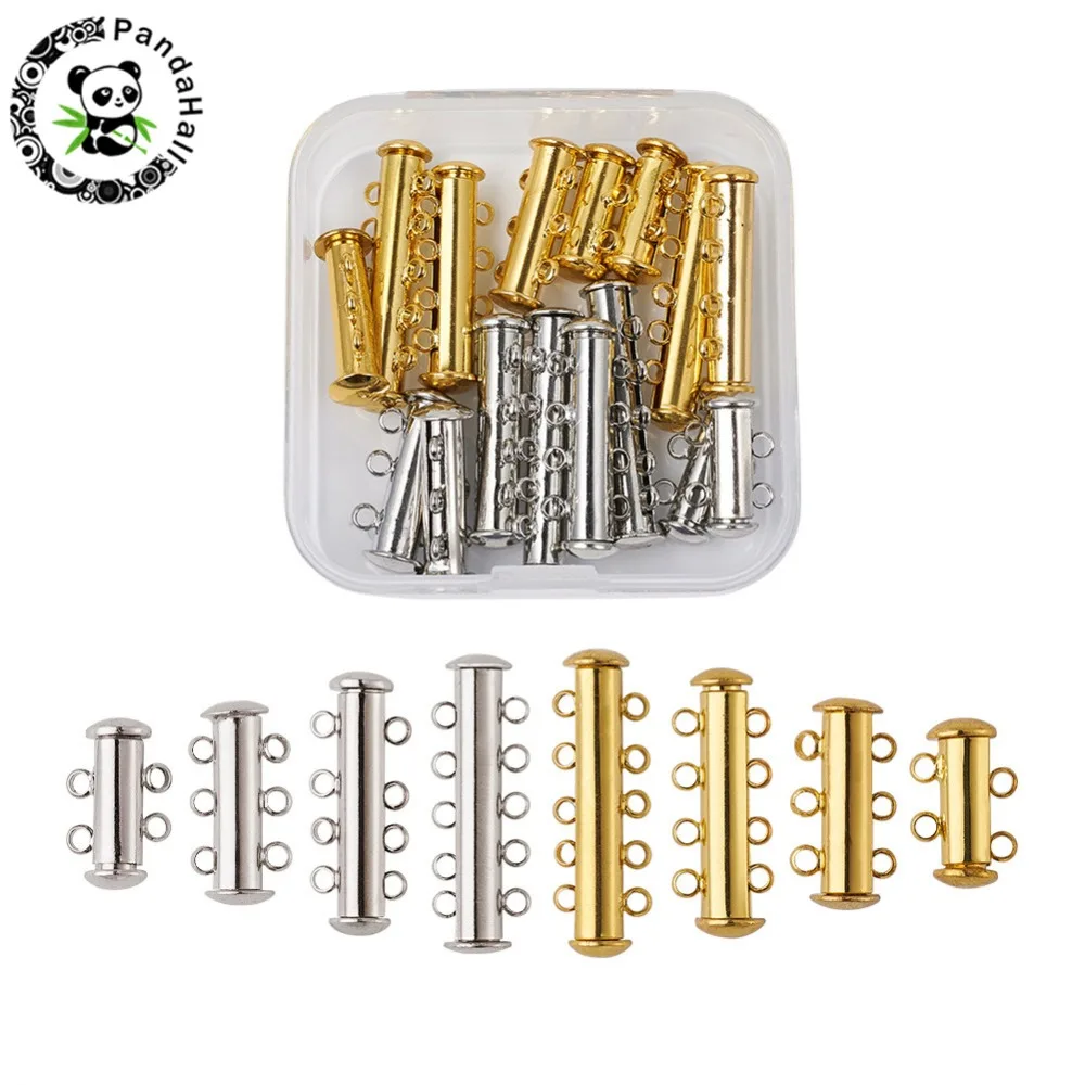

Brass Magnetic Slide Lock Clasps, Platinum Color