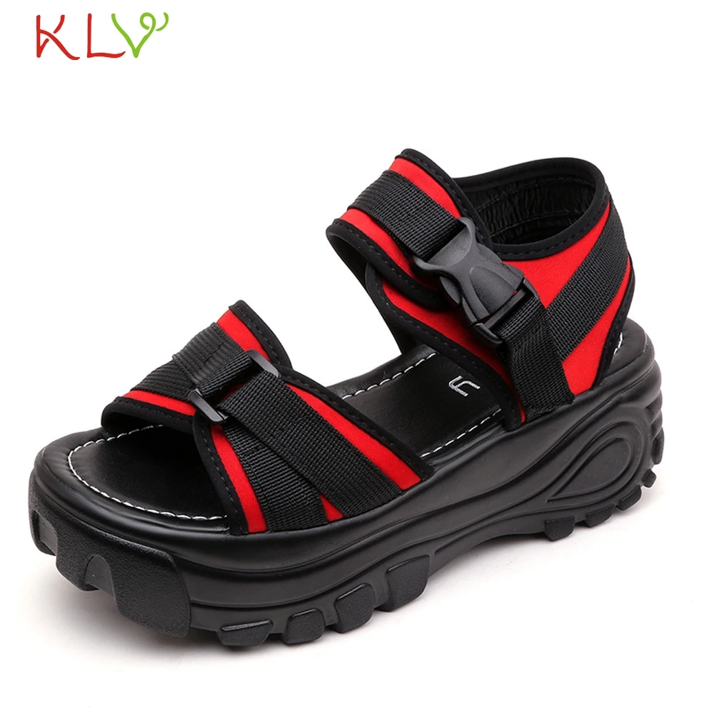 

Wedges Platform Shoes For Women Summer Peep Toe Sandals Sport Sneakers Buckle Pumps Breathable Heels Sapato Feminino2019 18Dec26