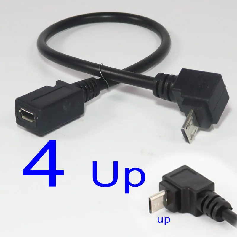 Гибкий Удлинительный кабель micro USB WAKEWO микро гнездо штырь Колено 90 прямоугольный