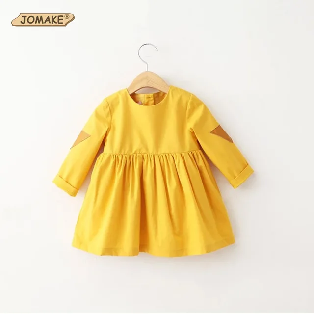 New Arrival 2017 Spring Korean Girls Dress Yellow Baby Girls Princess