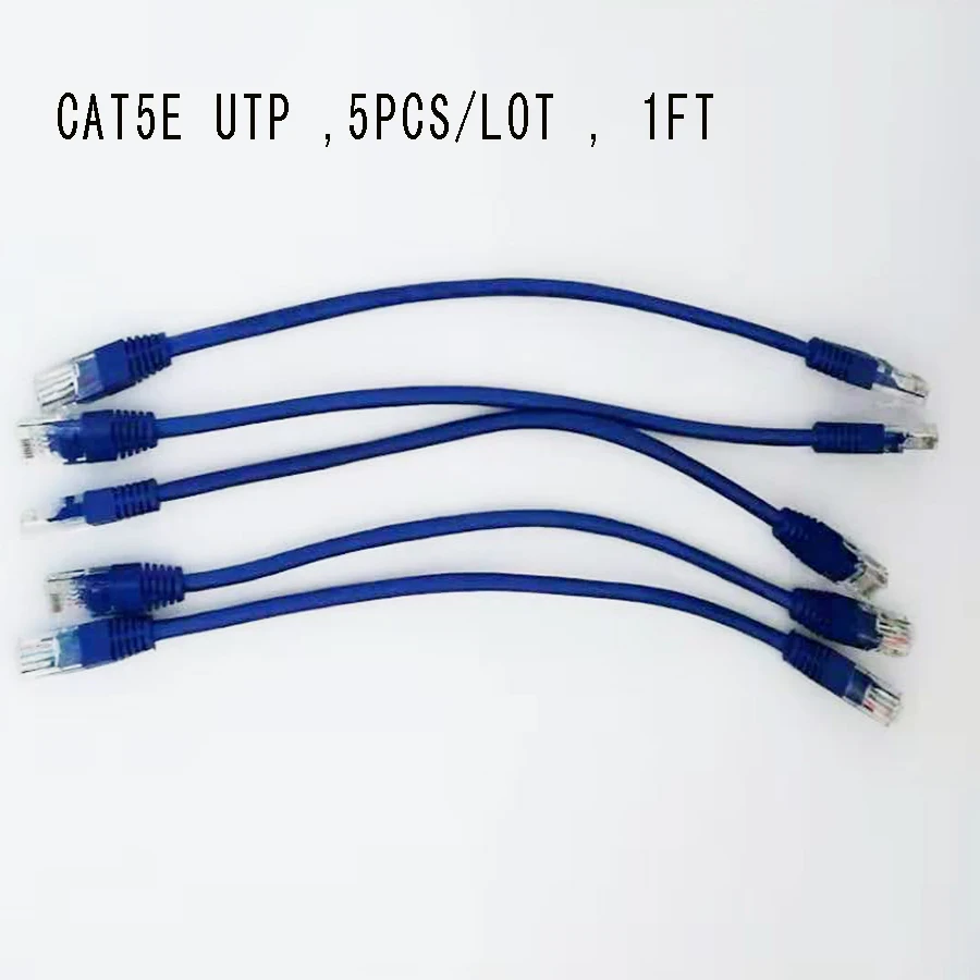 5Ft Cat5e Ethernet RJ45 Lan Wire Network Blue UTP 5 Feet Patch Cable 5 Pack