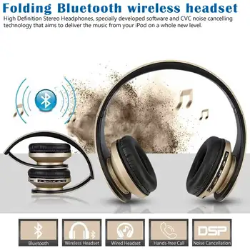

HIFI Wireless Bluetooth Stereo Headphones Folding Earphone Noise Reduction Earphone Headset with MIC for IPhone Ipad Tablet PC