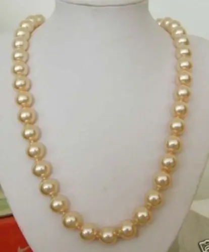 

bjc 0001452 10-11MM NATURAL SOUTH SEA GENUINE GOLD PEARL NECKLACE (C0309)
