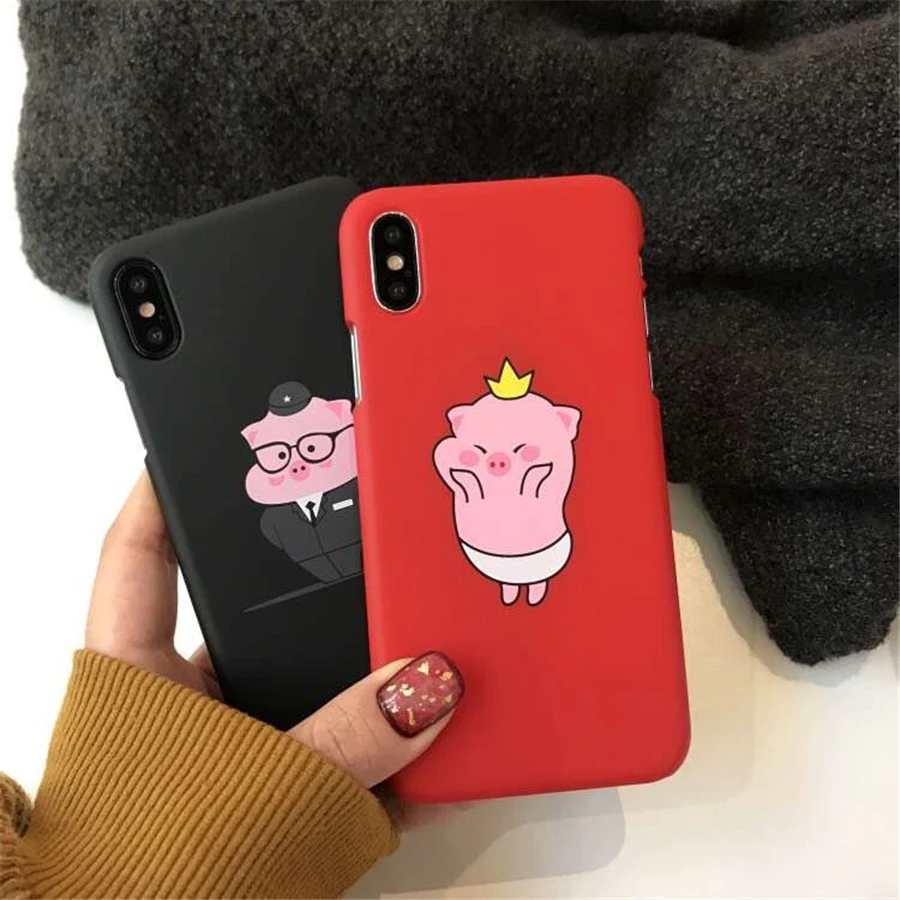 Cartoon Animal Gentleman Pig Phone Cases For iphone 7 coque Love Heart Ultra Thin Hard PC Shell Cover For iphone 6 6S 7 8 Plus X