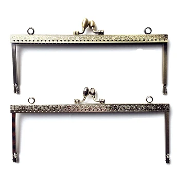 

5Pcs Flower Embossed Metal Rectangle Clutch Frame Kiss Clasps Buckles Bag Purse Handbag Handle Accessories 20cm