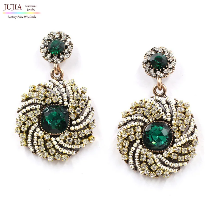 

3 colors wholesale 2019 New Arrival good quality statement round crystal stud Earrings Factory Price earring wholesale